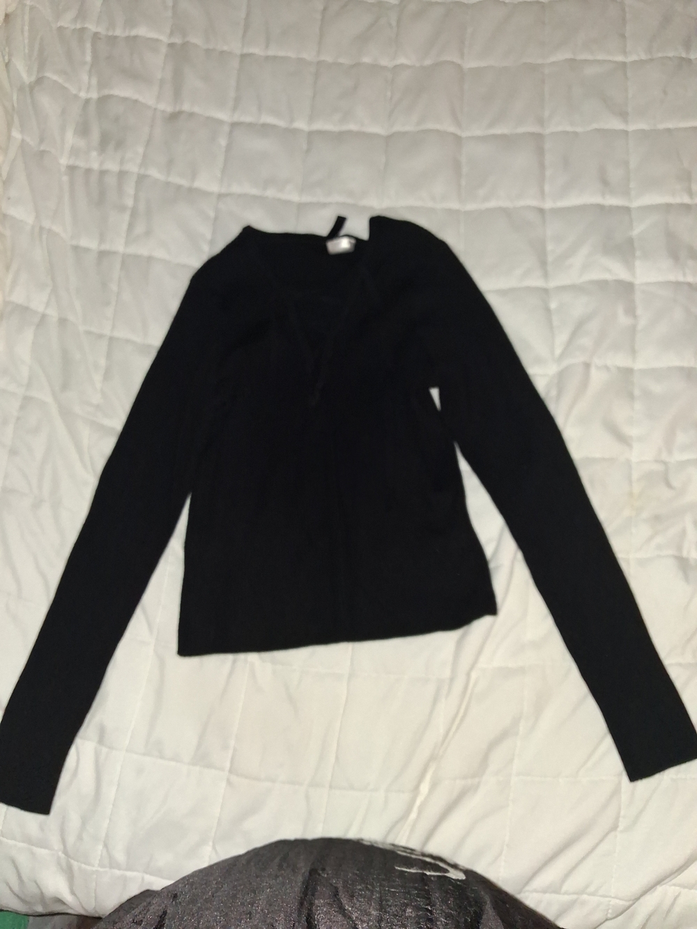 Divided Black Long Sleeve V-Neck Top